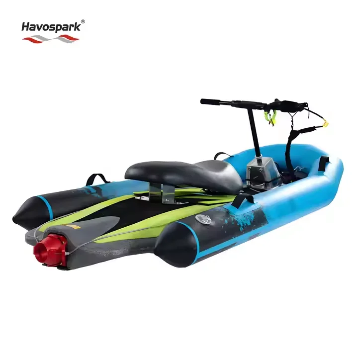 Stand & Sit Two Method Surfing Safety Electric Surfboard Set With Inflatable Float Set And Seat Accessory For Water Sports