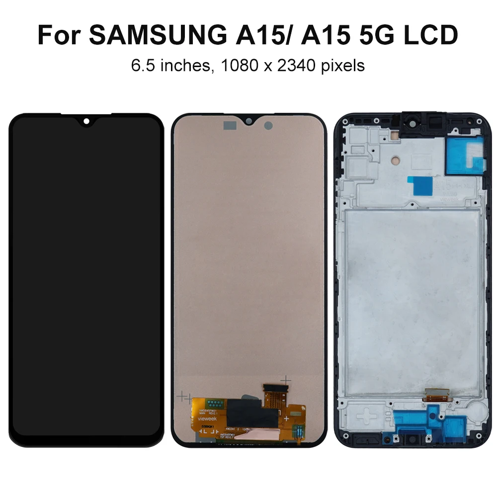 A15 A155F A155M LCD Screen Assembly for Samsung Galaxy A15 5G A156B A156B/DS LCD Display Touch Screen Digitier with Frame Parts