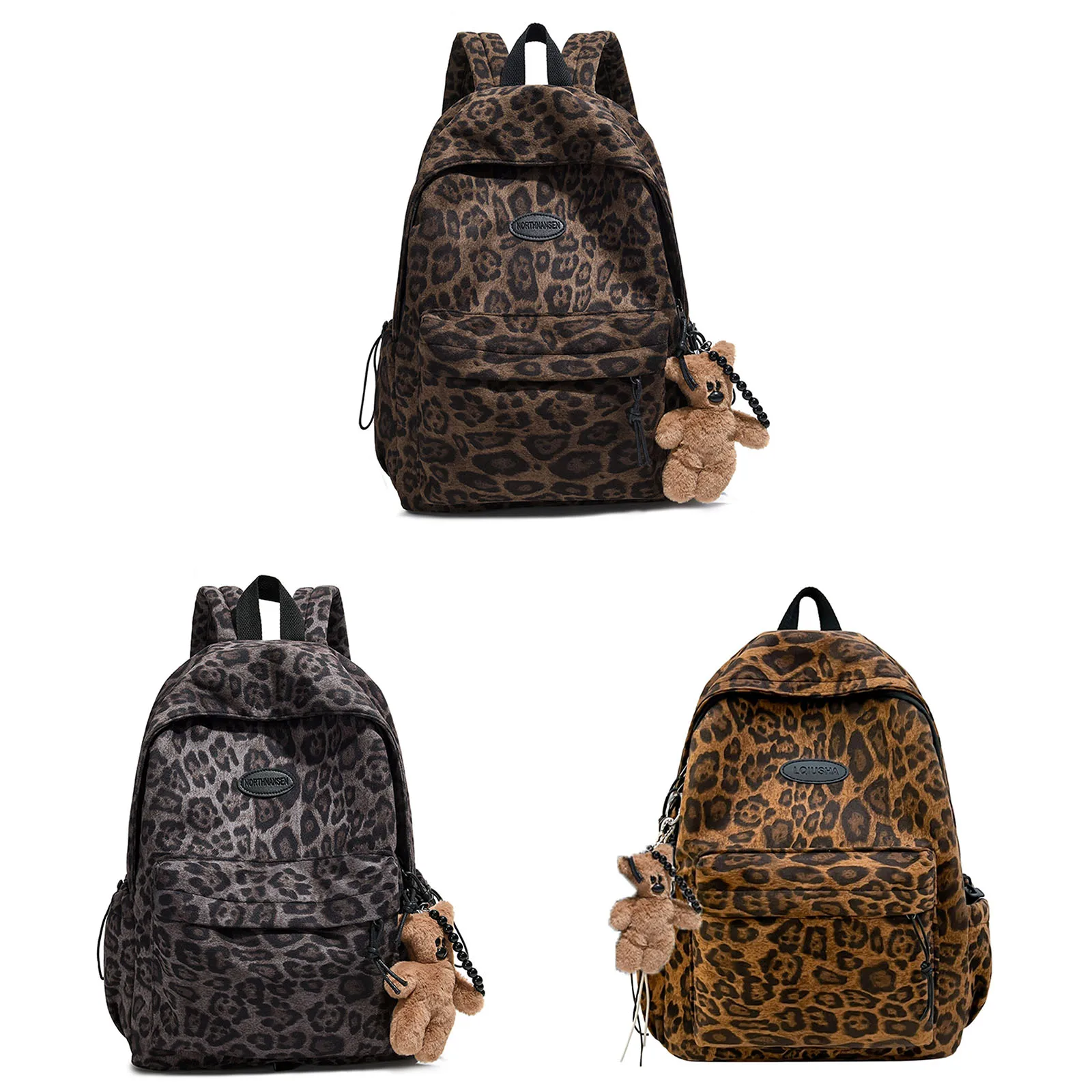 Nylon Leopard Large Capacity Shoulder Bag 15.4 Inch Casual Computer Bag for Women Women Vacation Shopping Daily Use