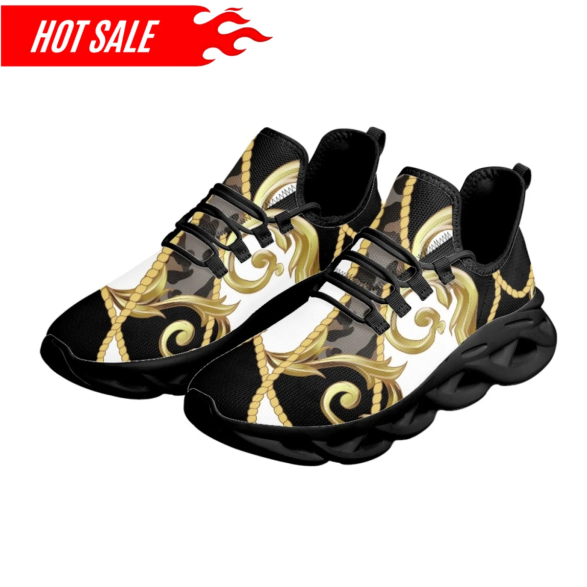 Casual Lace-up Mesh Sneakers for Women Vintage Baroque Leopard Floral Print Girls Travel Platform Shoes Footwear