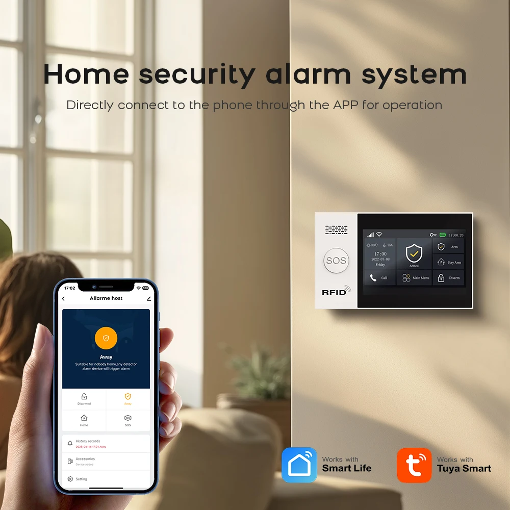 PG-107 Tuya Wireless Home WIFI GSM GPRS Burglar Home Security With Motion Detector Sensor Burglar Alarm System APP Control