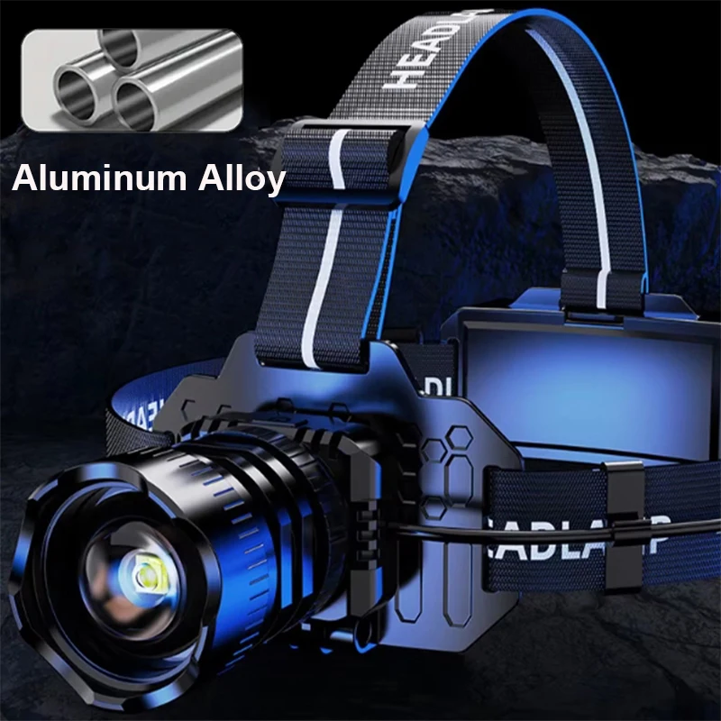 Linterna frontal recargable de aleación de aluminio superbrillante con 3 modos de sensor de movimiento luz LED frontal ajustable