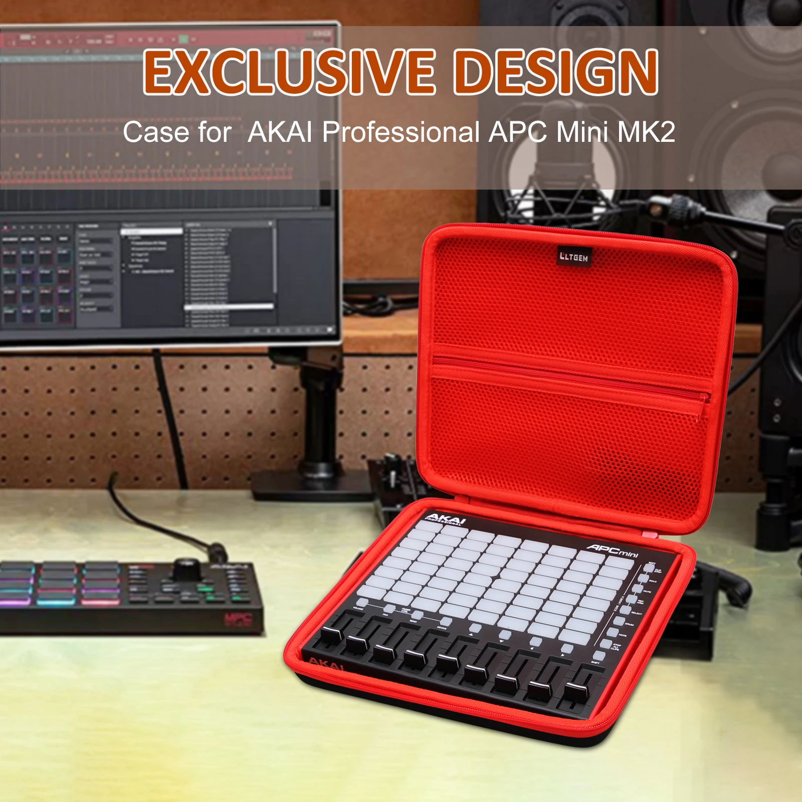 Custodia rigida LTGEM EVA per AKAI Professional APC Mini MK2-Controller MIDI Pad USB-custodia protettiva da viaggio