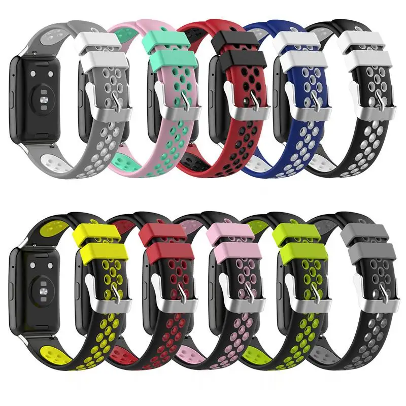 Silicone Band For Huawei Fit Smart Watch TIA-B19/B09 Replacement Double Color Bracelet For Huawei Fit Wrist Strap Correa