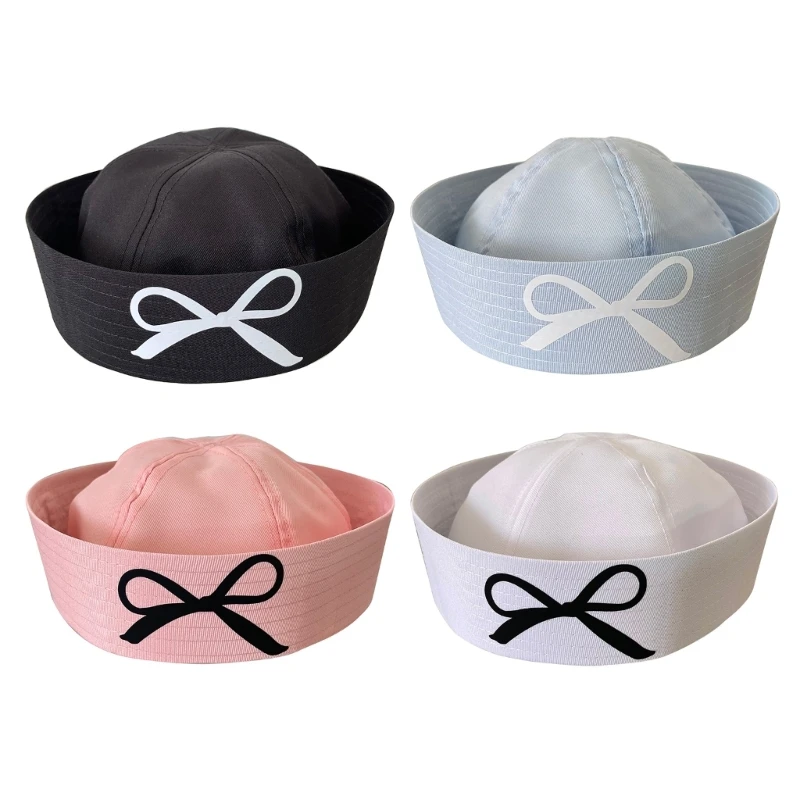 

InsStyle Hat for Spring Women Hat Masquerades Party Domed Hat Elegant Hat Bowknot Print Hat N58F