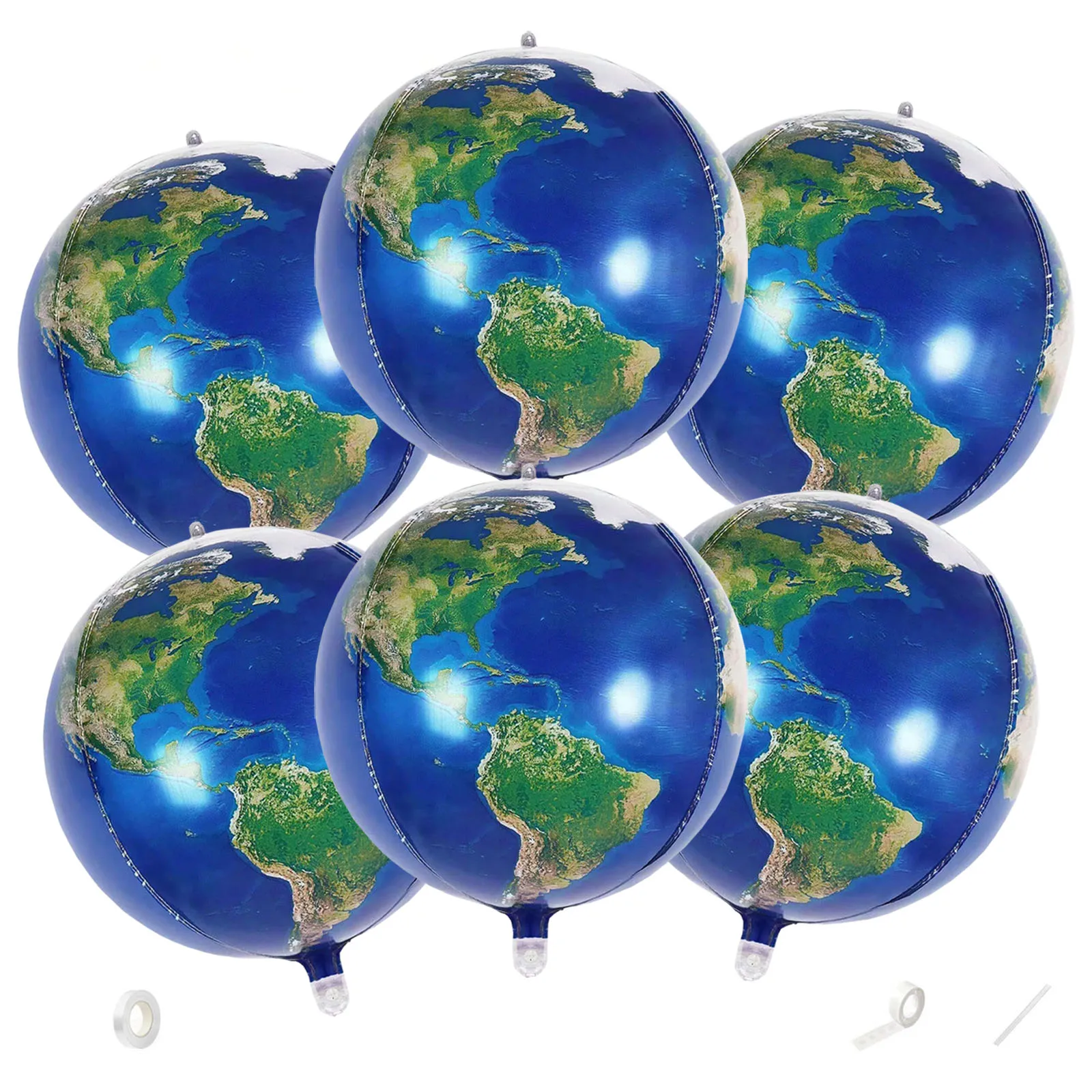 6 pcs 22 inch Large World Map Aluminum Foil Balloon Planet Round Sphere Balloon Earth Day Travel Adventure Birthday Party Decora