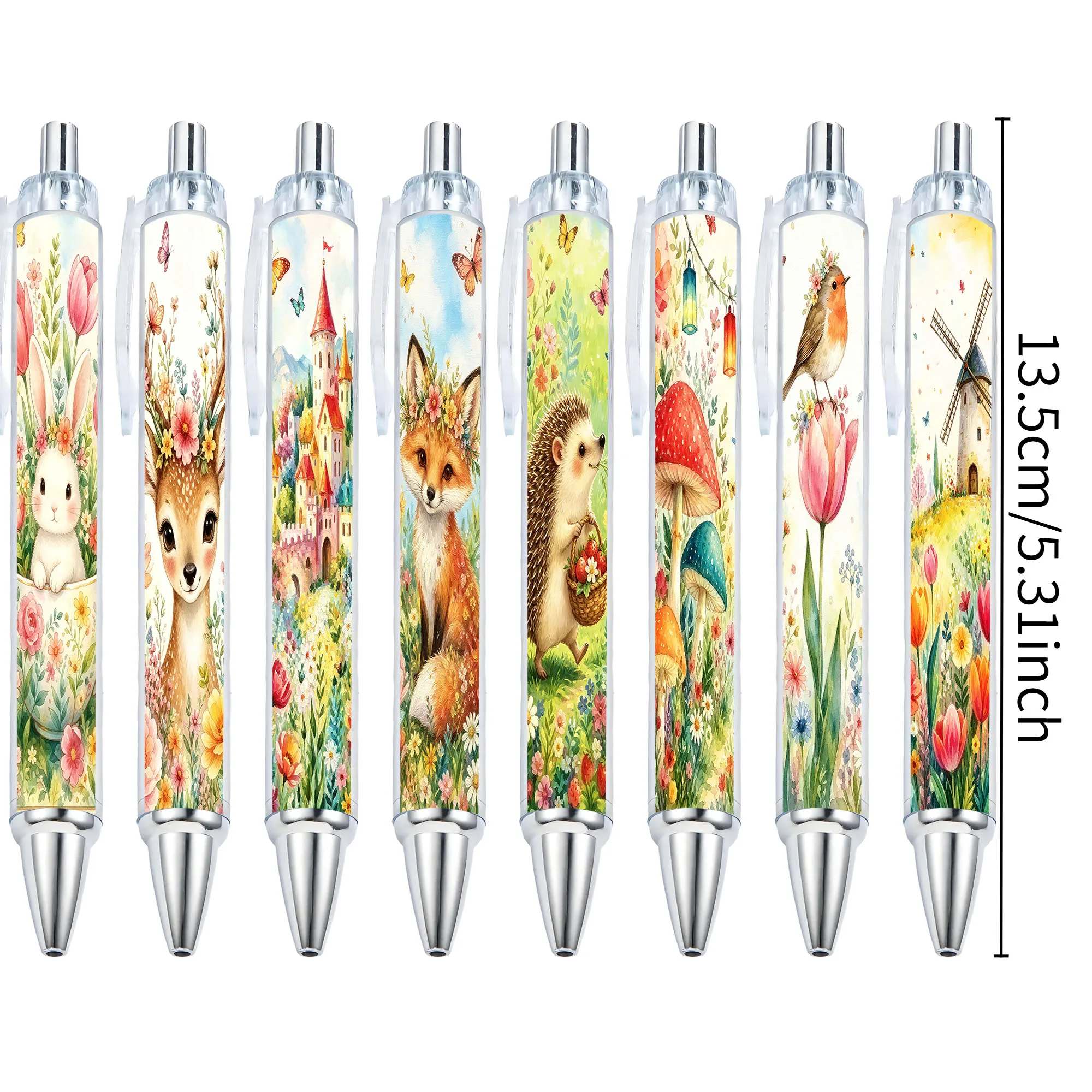 10pcs Watercolor Forest Fairy Tale Small Animal Theme Press Neutral Pen School Season Student Writing Pen Gift Pen