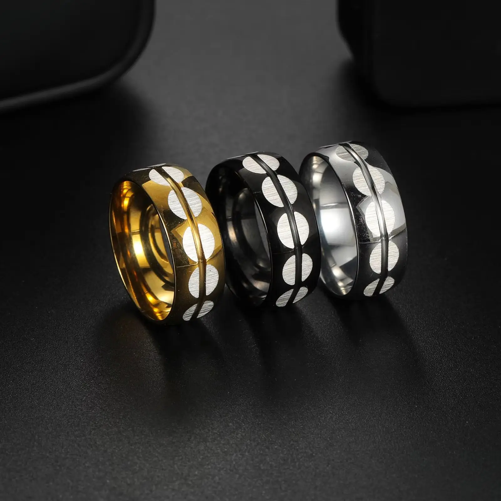 8mm Titanium Wedding Band for Men And Women Polished Black/Silver Simple Engagement Ring Classic Design Available in Sizes 6-13