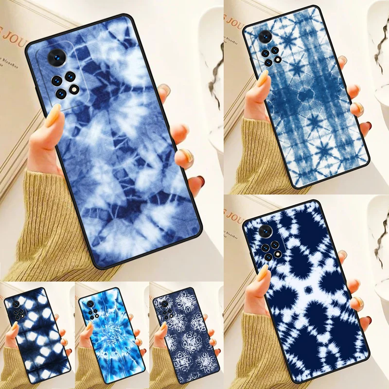 Indigo Blue Tie Dye Pattern Case For Samsung Galaxy S24 Plus S23 S20 S21FE Lite S22 Ultra Note 20 S8 S9 S10 Phone Coque