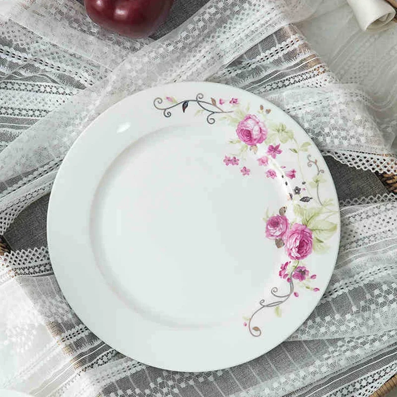 Bone Porcelain Plates Rural Flower Plate Western Steak 8