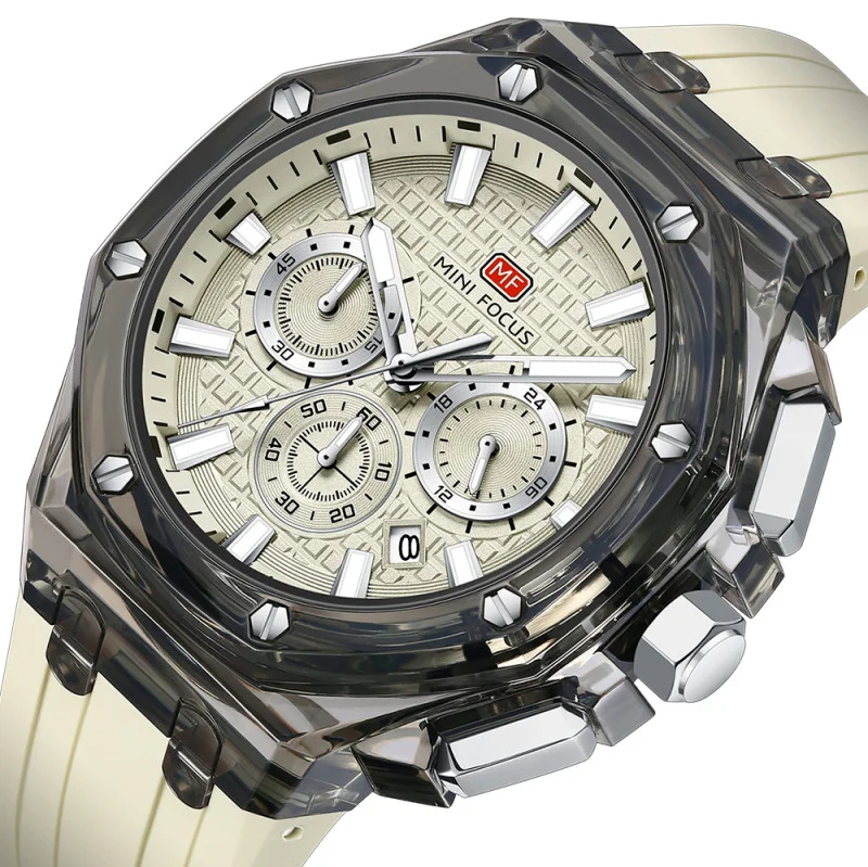 

MINI FOCUS Original Fashion Men Clock Luminous Waterproof Chronograph Date Watch For Man Luxury Silicone Quartz Men's Watches