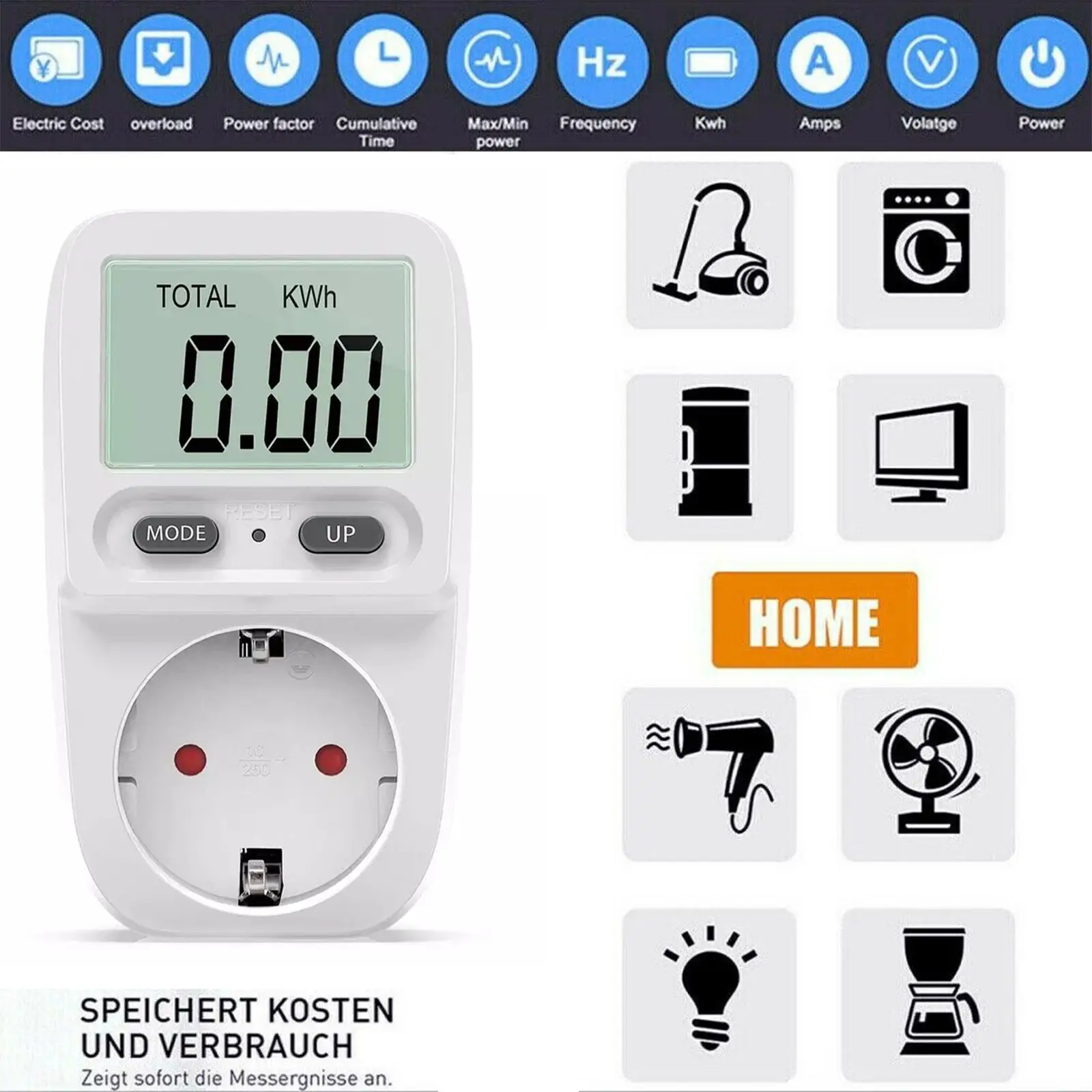 Digital Power Wattmeter Power Metering Socket Intelligent Billing Socket Measuring Outlet Power Analyzer Digital Current Meter