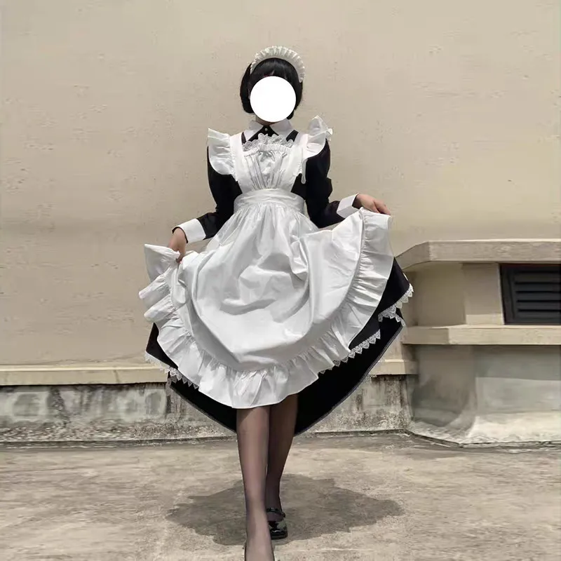 Long Male Maid Costume Lolita Cosplay Anime Outfit Large Size Ankle-Length Servant Uniform Cosplay Dress for Women And Men
