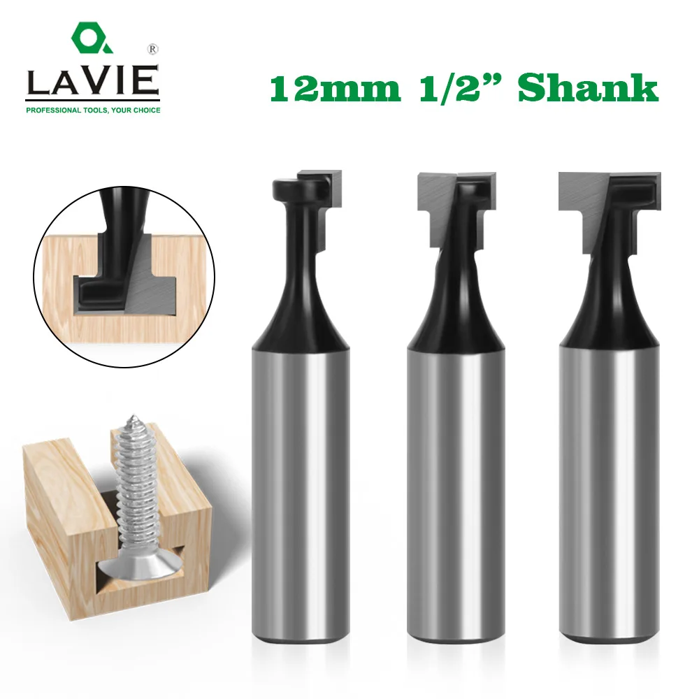 1/2 handle 12-handle 3-piece set keyhole cutter Woodworking milling cutter Wood picture frame wall hanging T-keyhole cutter Gong