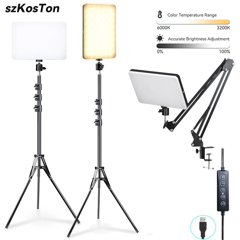 LED Video Light With Professional Tripod Stand Remote Control Dimmable Panel Lighting Studio Photo Live Photography Fill-in Lamp