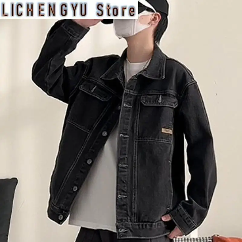 New Trends Are Suitable for Spring Autumn Men's Denim Jackets Casual  Workwear Jean Youth Trendy Three-dimensional Cut Outerwear
