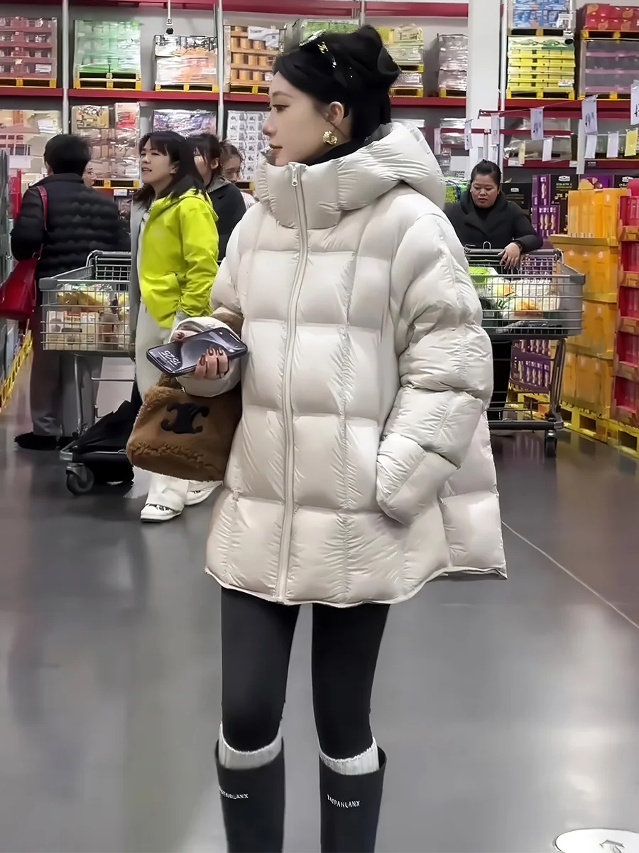 

Winter Thiened White Du down Puffer Jaet Women's Faionable Puffin ay Outerwear Coat Warm Sli Commute Sle