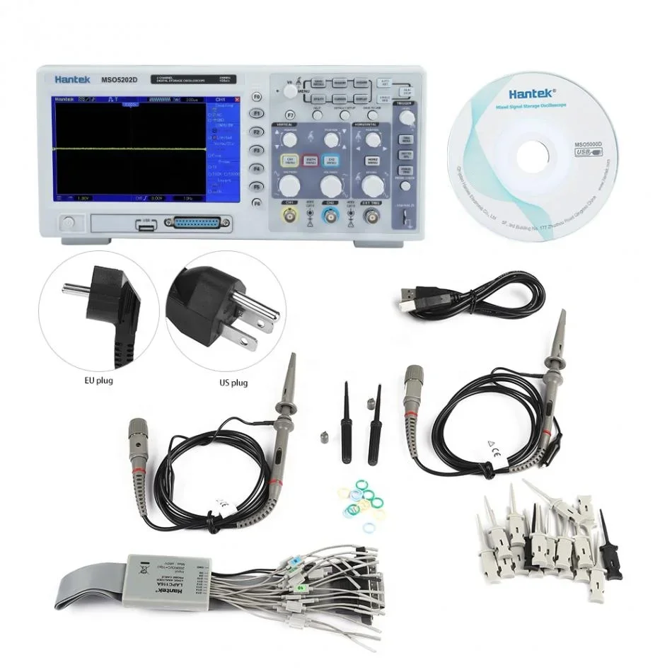 Hantek Oscilloscope MSO5202D 16 Channels 200MHz Logic Analyzer+2+External Trigger 2in1 Mixed Signal Oscilloscope