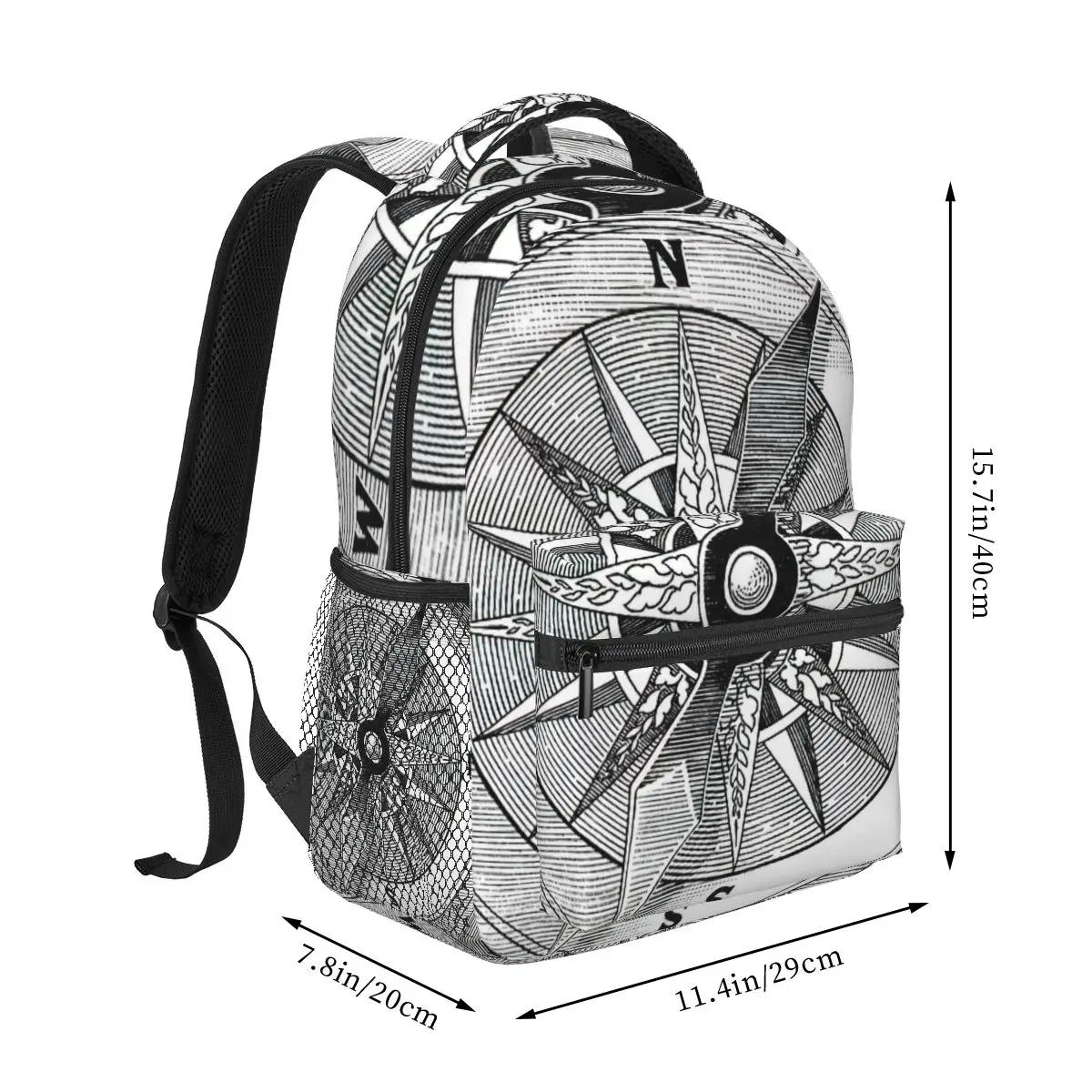 Sketch Vintage Compass Backpack for Girls Boys Travel RucksackBackpacks for Teenage school bag