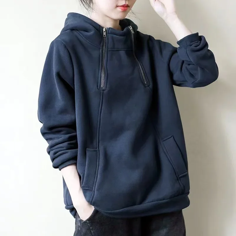 

150kg Sweatshirt Women Winter Loose Pullovers Fleece Long-Sleeve Hoodies Fat Female Tops Clothes Oversize Sweater Shirts Jumper