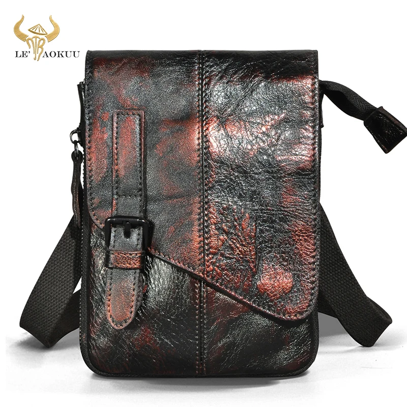 Genuine Cow Leather Travel Multi-function Small Messenger Crossbody One Shoulder Bag Fanny Waist Belt Pack For Men Male 611-1