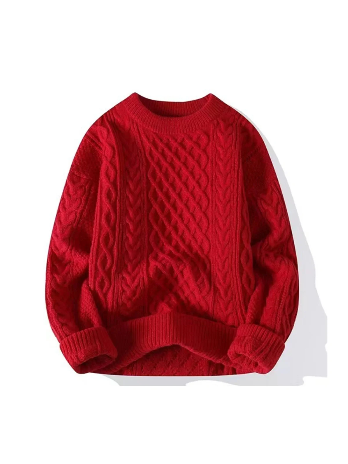 

Red Snake Year Knitted Sweater Men Women Autumn Winter Color High End Twist Couple Outerwear Faionable Youth Sle