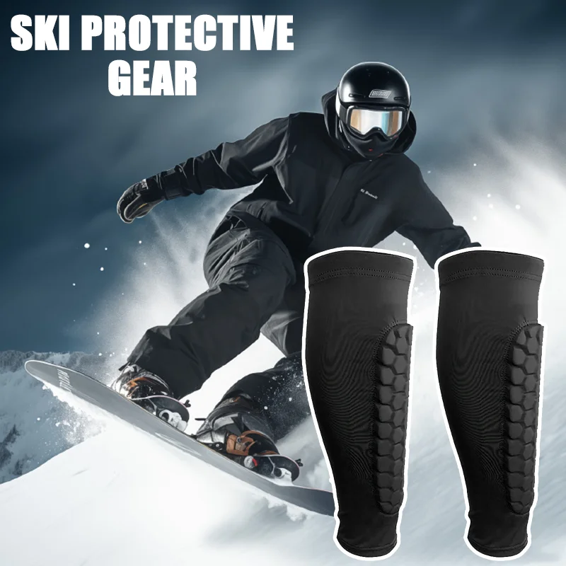 Ski Shin Guard Sleeves Pair, EVA Padded Anti‑Shin Bang Boot Bite Relief, Impact‑Absorbing Calf Protector for Skiing Snowboarding