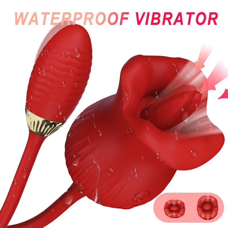 Silicone upgradeTongue Clitoral Licking Nipple Clit Sucker Clitoris Stimulator Vibrating Sucking Rose Vibrator Sex Toy For Women