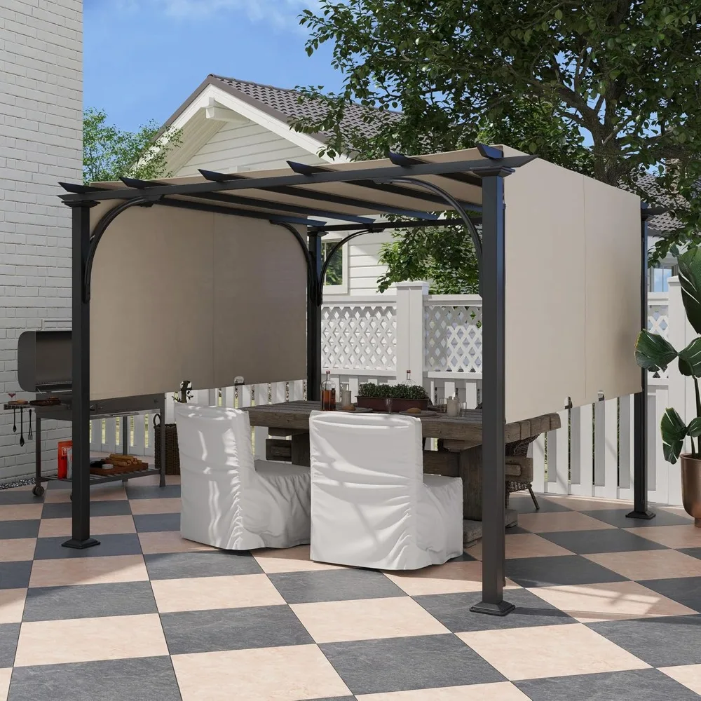 

10' x 10' Patio Pergola with Weather-Resistant Steel Frame, Backyard Sun Shade Canopy Cover Shelter for Porch Party
