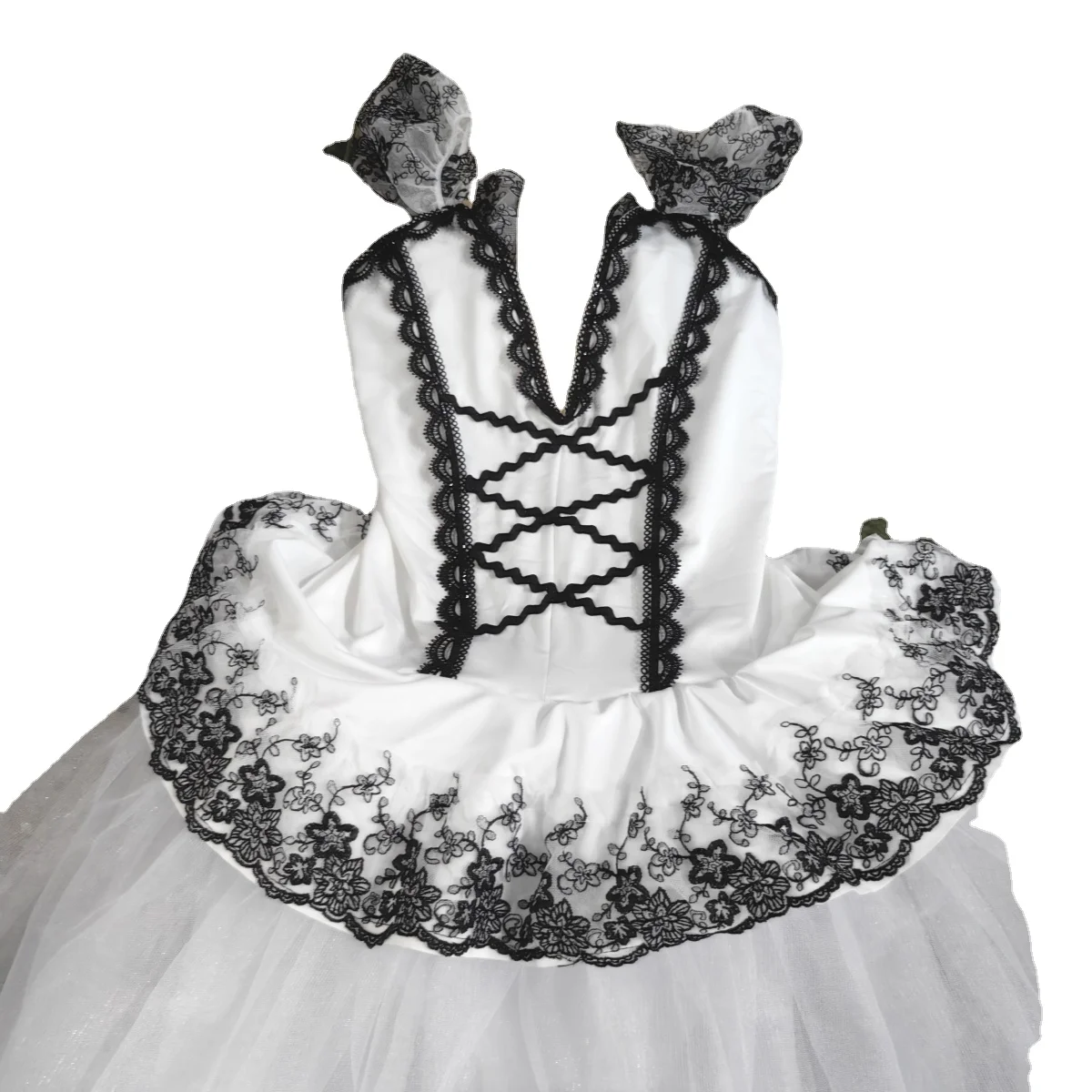 Falda de Ballet profesional para niñas y mujeres, trajes de baile de cisne blanco y negro, vestido largo de tul de payaso de actuación