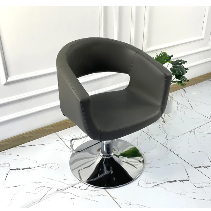 #Modern Design Barber Salon Chair with Leather Material Armrest Rotating Adjustable Round Base-High-end Haircut Chair