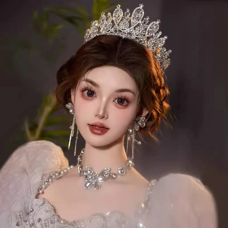 Corona de pelo de princesa francesa de lujo, vestido de novia, espectáculo de escenario, tocado de diamantes de imitación suaves, Tiaras, accesorios, nuevo