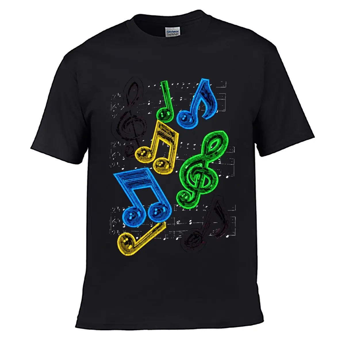 Colorful Musical Notes Treble Clef Graphic Design Men Summer T-shirt Top
