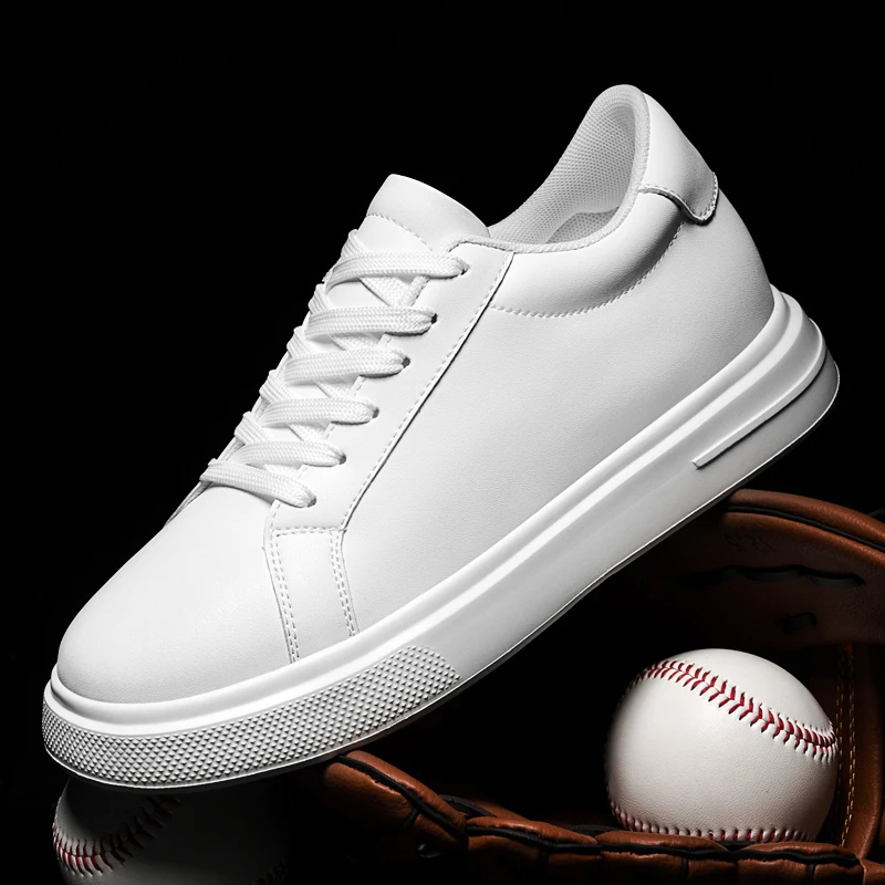 

Мужские кроссовки с невидимым увеличением роста - 6-10 см, скрытые стельки-элеваторы, весна-осень, черные, белые, повседневные кожаные кроссовки для мужчин