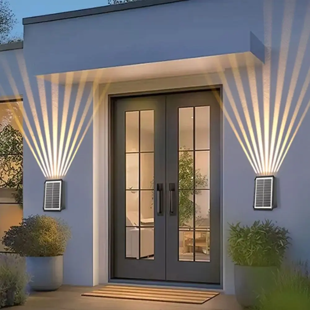 Automatic Lighting Solar Wall Lamp IP65 Waterproof Energy Saving Outdoor Solar LED Light Easy To Install Up and Down