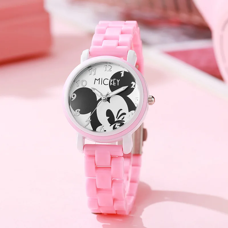 

Детские часы Disney с Микки Маусом, пластиковый ремешок, указатель, светящиеся кварцевые часы, фигурка аниме, детские часы, подарки на день рождения, часы