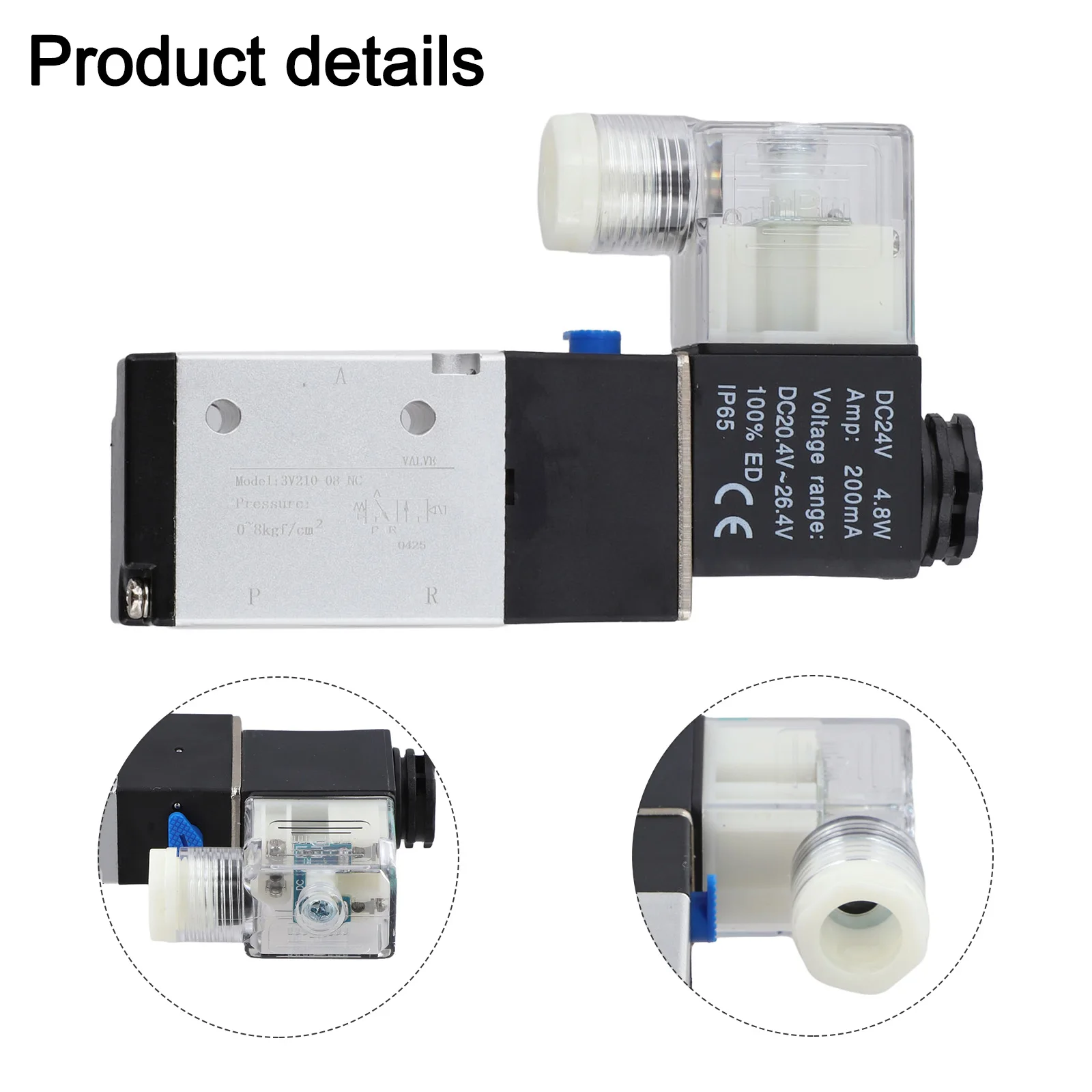 DC24V Pneumatic Solenoid Valve AIRTAC Type 3V21008 3 Way 2 Position Design Aluminum Alloy Material with IP65 Rating