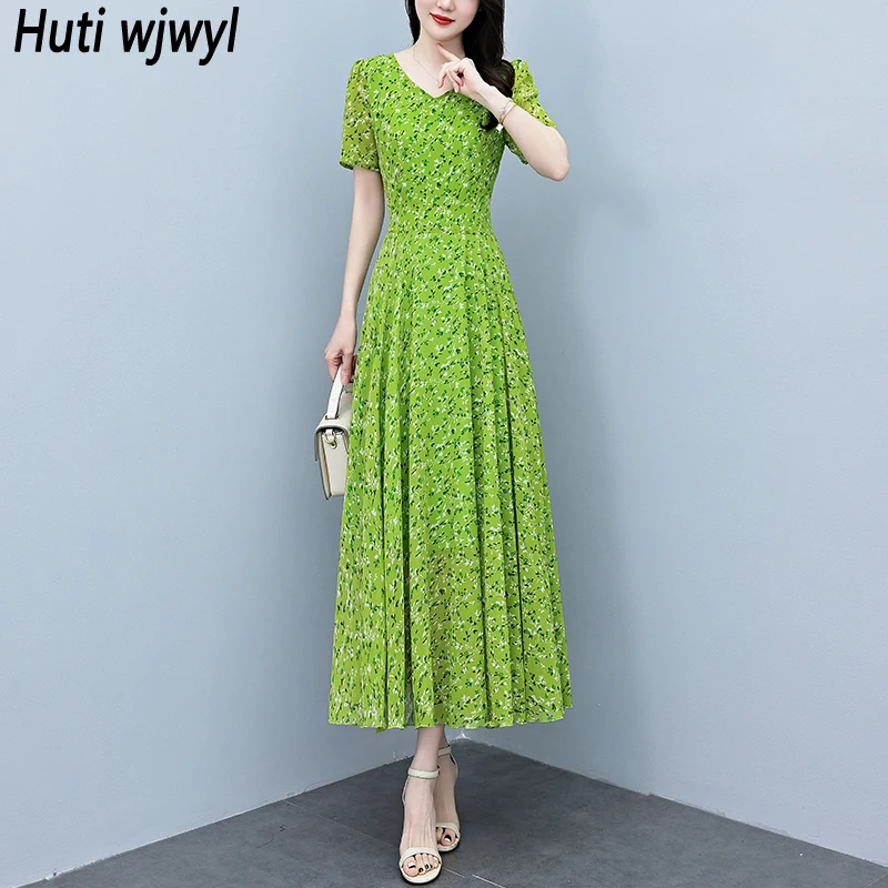Sundress Midi Floral - Summer Vacation Short Sleeve Boho Beach