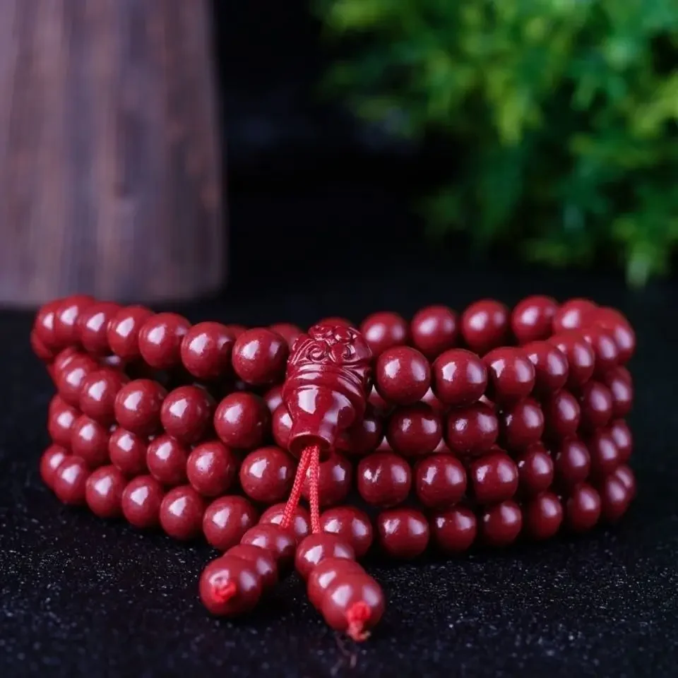 

Purple Gold Sand High Purity Cinnabar Bracelet 108 Beads Animal Year Necklace Lucky Bracelet Ornament