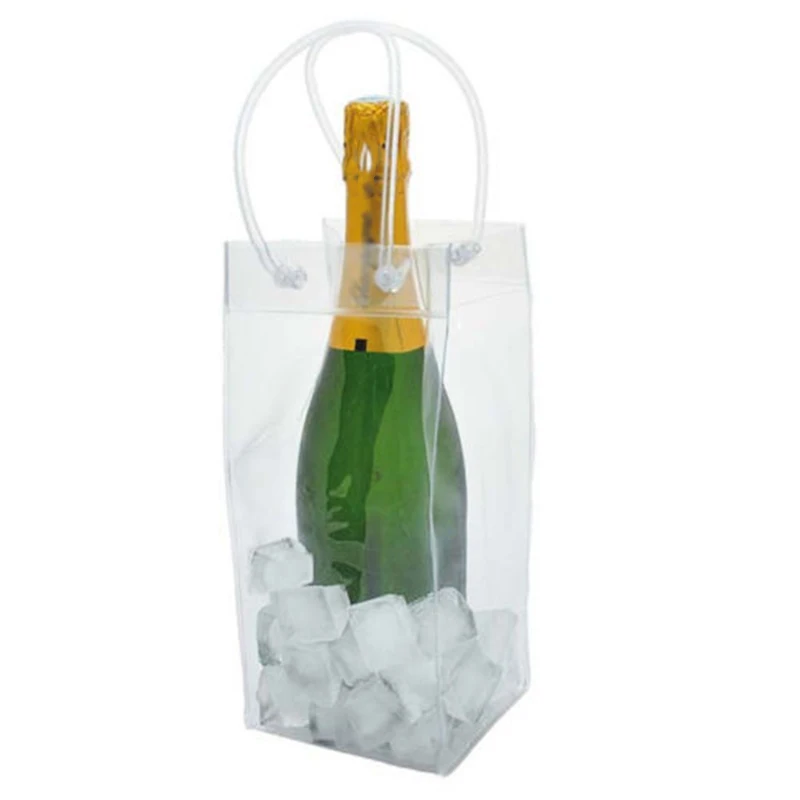 Ice Wine Bags PVC Anti-leakage Ice Bag Wine Beer Champagne Bucket Drink Bottle Cooler Chiller Foldable Carrier