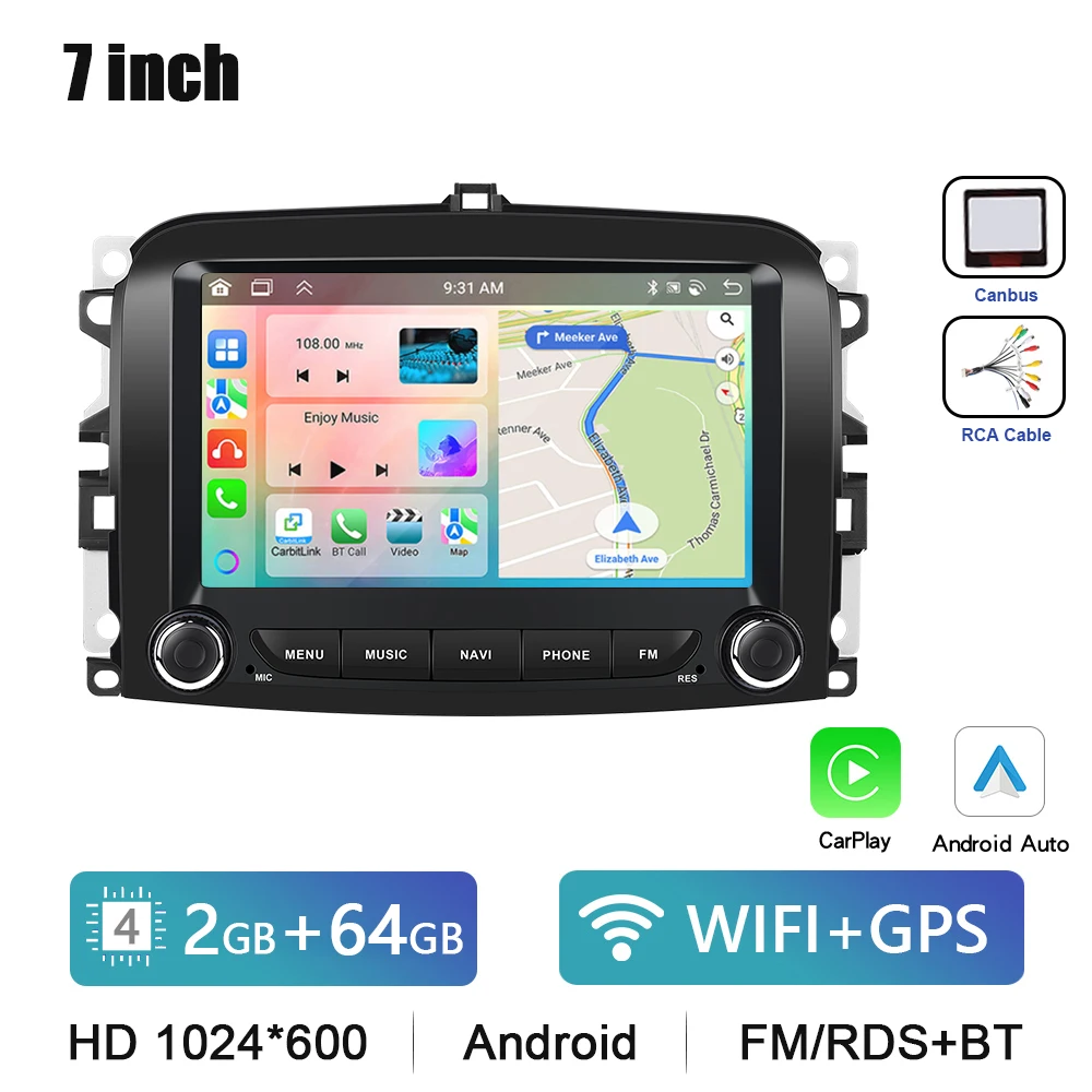 CarPlay Android Radio Voor Fiat 500L 2013-2019 omdat Multimedia Speler 2din GPS Stereo Navigatie Intelligent Systeem Autoradio RDS