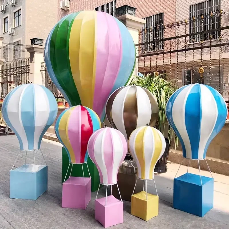 Large PU Fabric Hot Air Balloon Hanging Decoration for Wedding Party Mall Window Display Holiday Event Decor Supplies