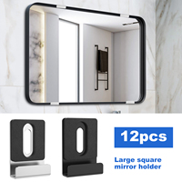 12Pcs Rectangle Mirror Holder J-Shaped Alloy Steel Mirror Clips with Screws Heavy Duty Glitter Mirror Hanger Hardware for