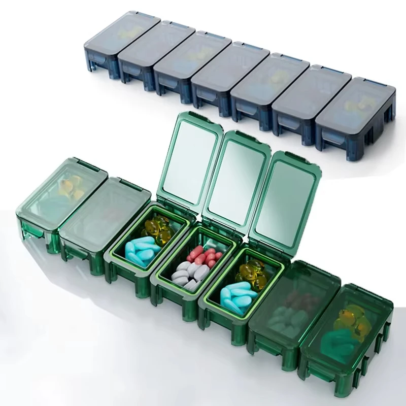 

Portable 1PCS Weekly Pill Case Folding Medicine Drugs Pills Capsule Tablet Container Boxs Plastic Empty Drug Organizer Tablets