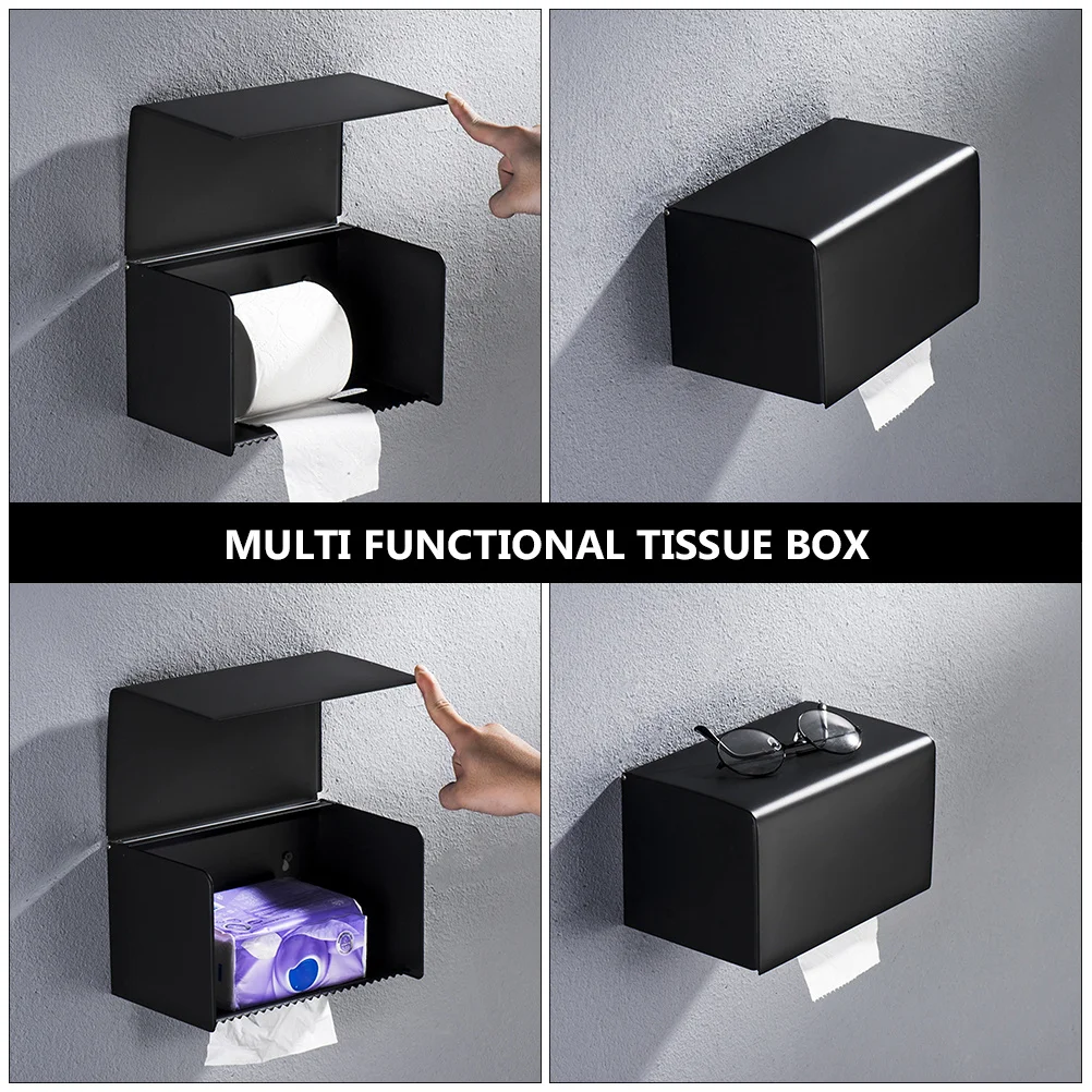 

Stainless Steel Waterproof Tissue Box Holder Wall Mounted Bathroom Toilet Paper Storage Case Edge Design Tissue