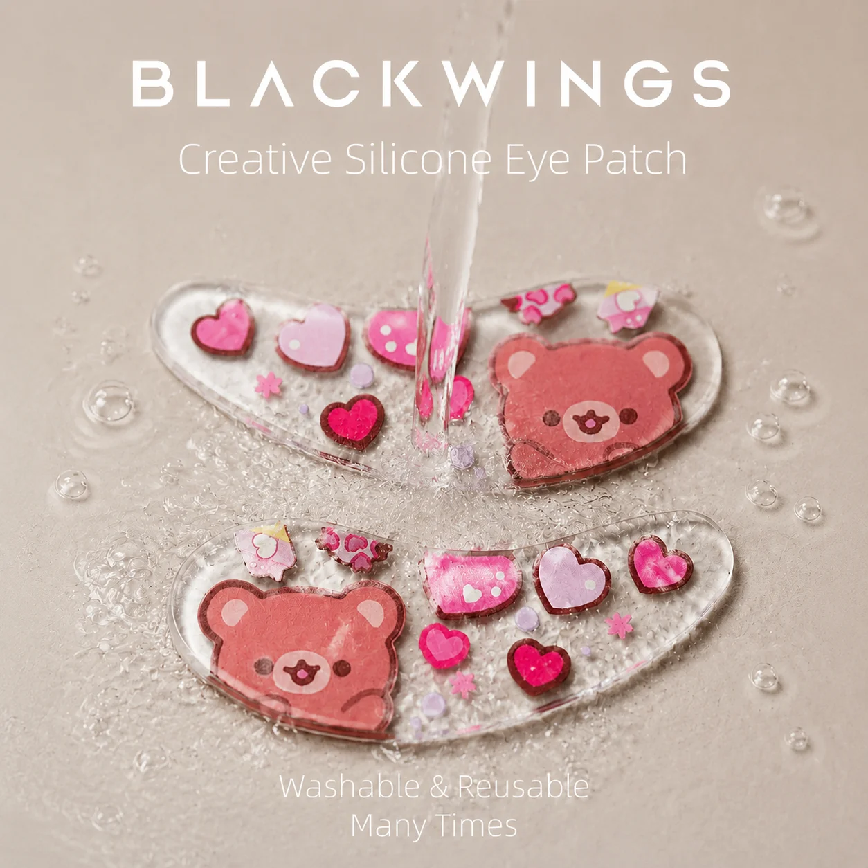 BLACKWINGS Silikon-Augenklappe Wiederverwendbar Original-Design Wimpernverlängerungs-Maske | Hautspezifisches Pflegepflaster | Originalmuster Essent – Detail 8
