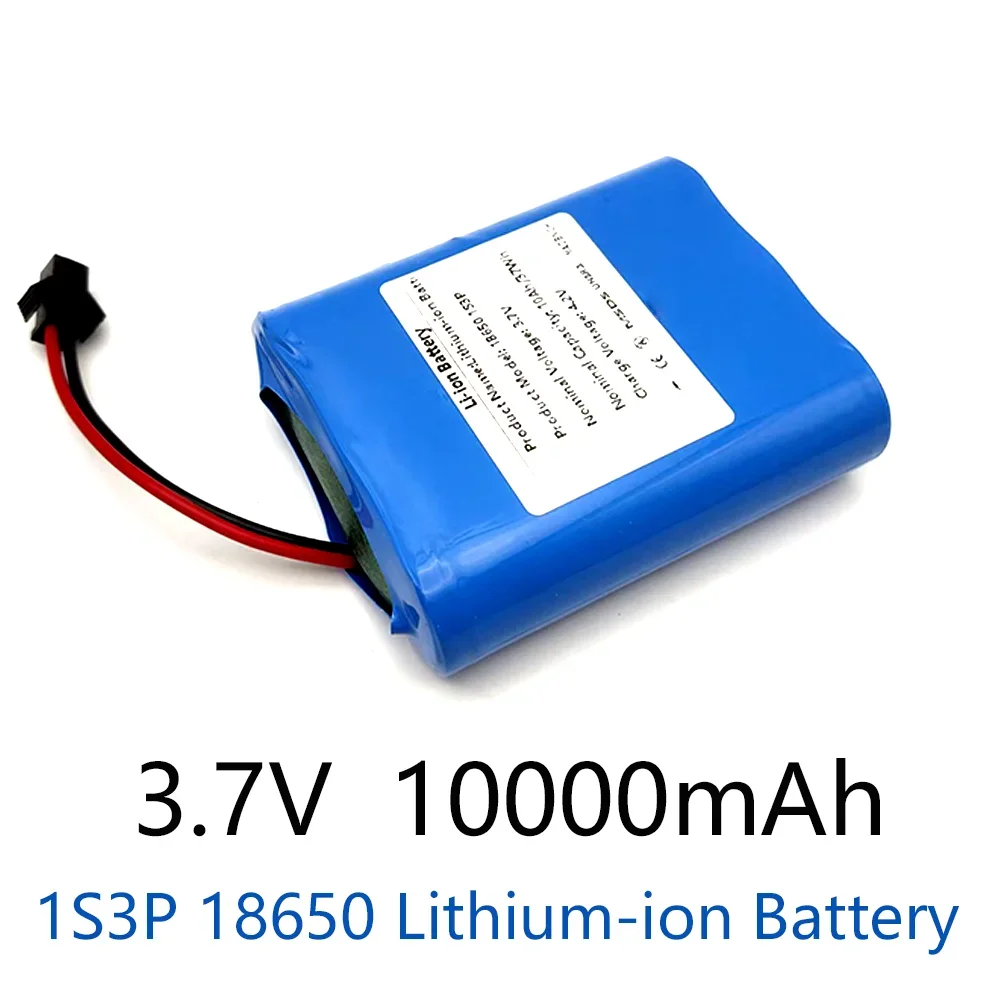 3.7V 10000mAh 18650 Lithium Battery 1S3P For Fishing LED Light Bluetooth Speaker 4.2V Emergency Light Backup XH2.54-2P SM Plug