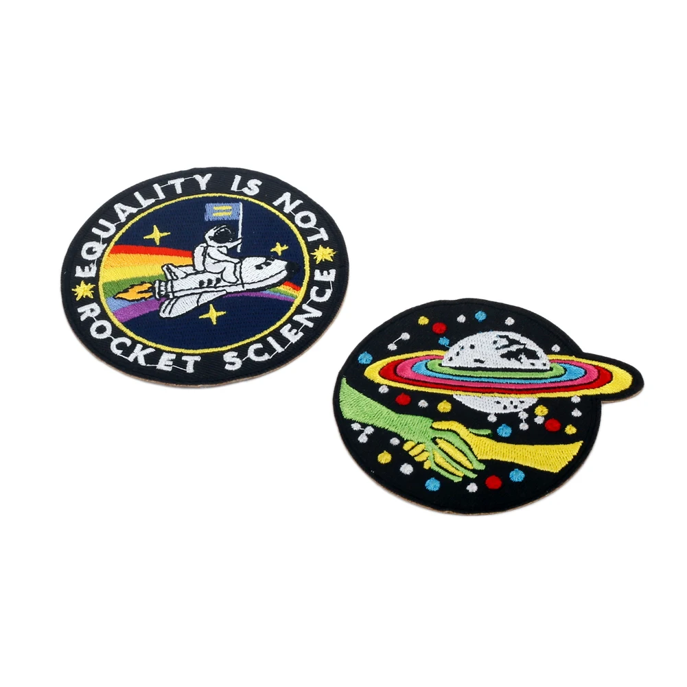 Personal isierte Raumschiff Stickerei Abzeichen Alien Muster Bügeln Patch für Kleidung Hosen Loch Dekor Patches Schuh Hut Tasche Applikation