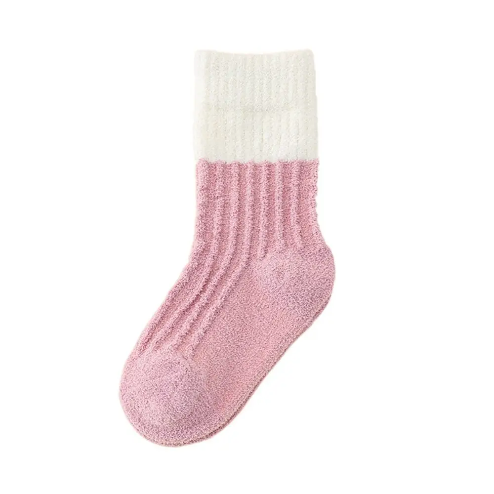 

Winter Patchwork Color Home Sleeping Socks Indoor Socks Coral Fleece Mid Tube Socks Floor Socks Socks Striped Socks