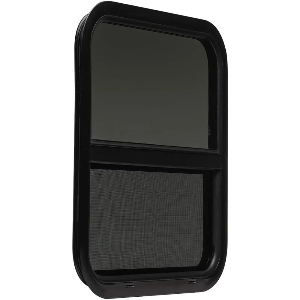 نافذة RV سوداء منزلق عمودي 18x18x1.5 مع حلقة تثبيت #5